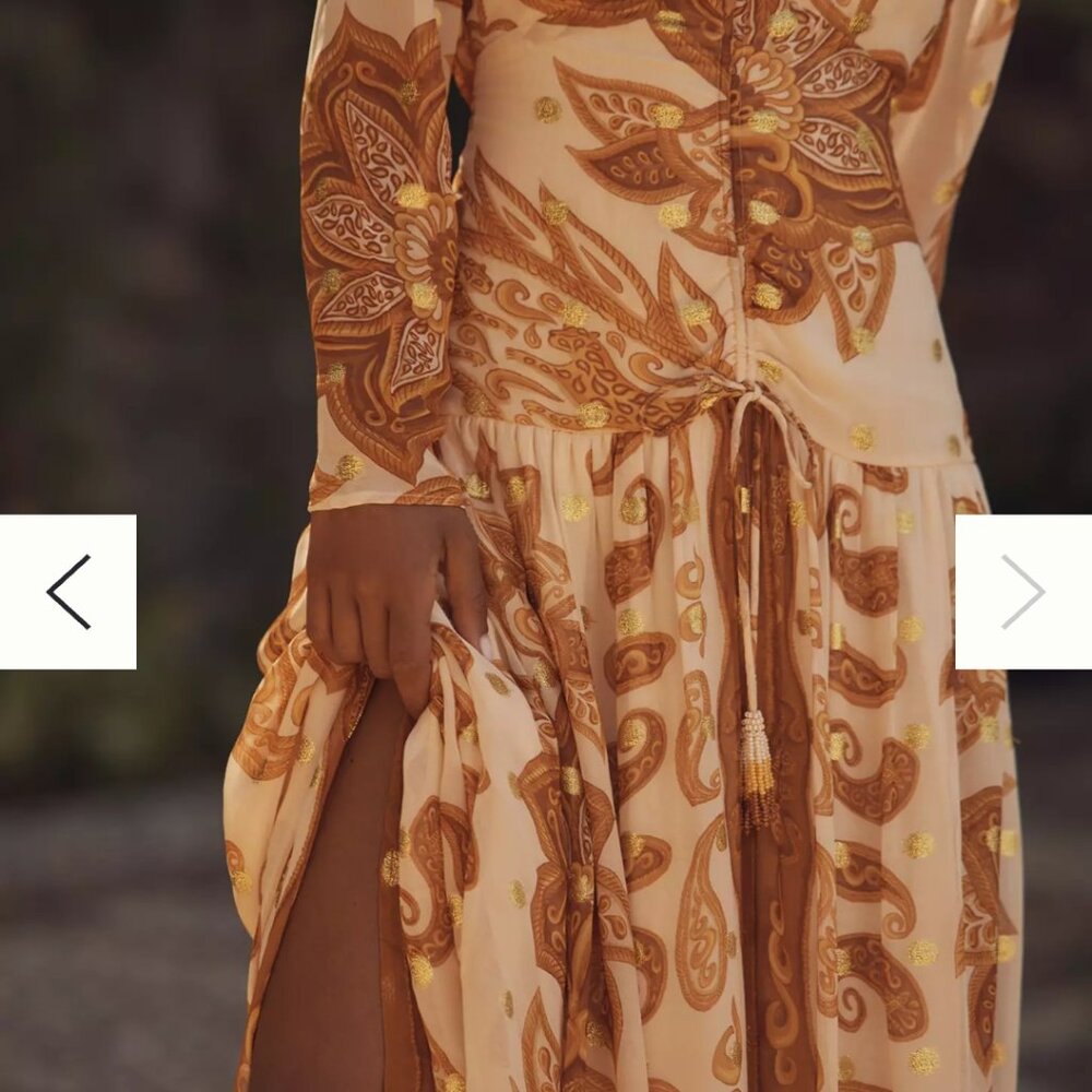 FARM Rio Cream and Brown Paisley Long-Sleeve Maxi Dress - Picture 4 of 4